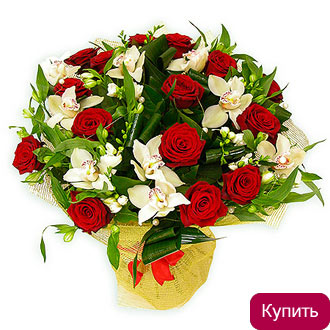 Красные розы и гортензия в Калуге Красные розы и гортензия