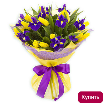 Тюльпаны и ирисы в букете