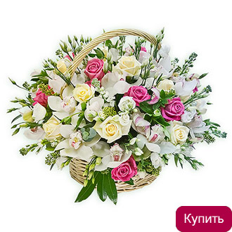 Цветочная корзина с эустомой