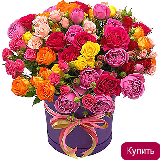 Розы в шляпной коробке Улица цветов