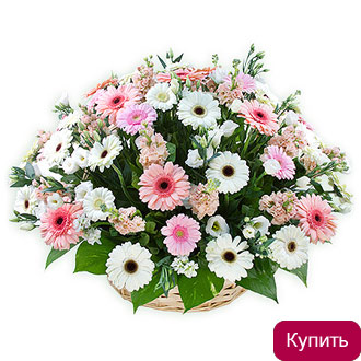 Цветочная корзина с эустомами
