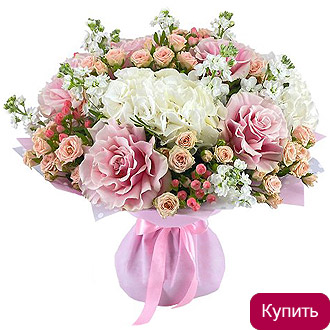 Розы и гортензии в Калуге Розы и гортензия в букете