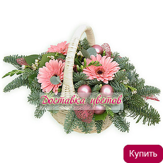 Новогодняя композиция в корзине